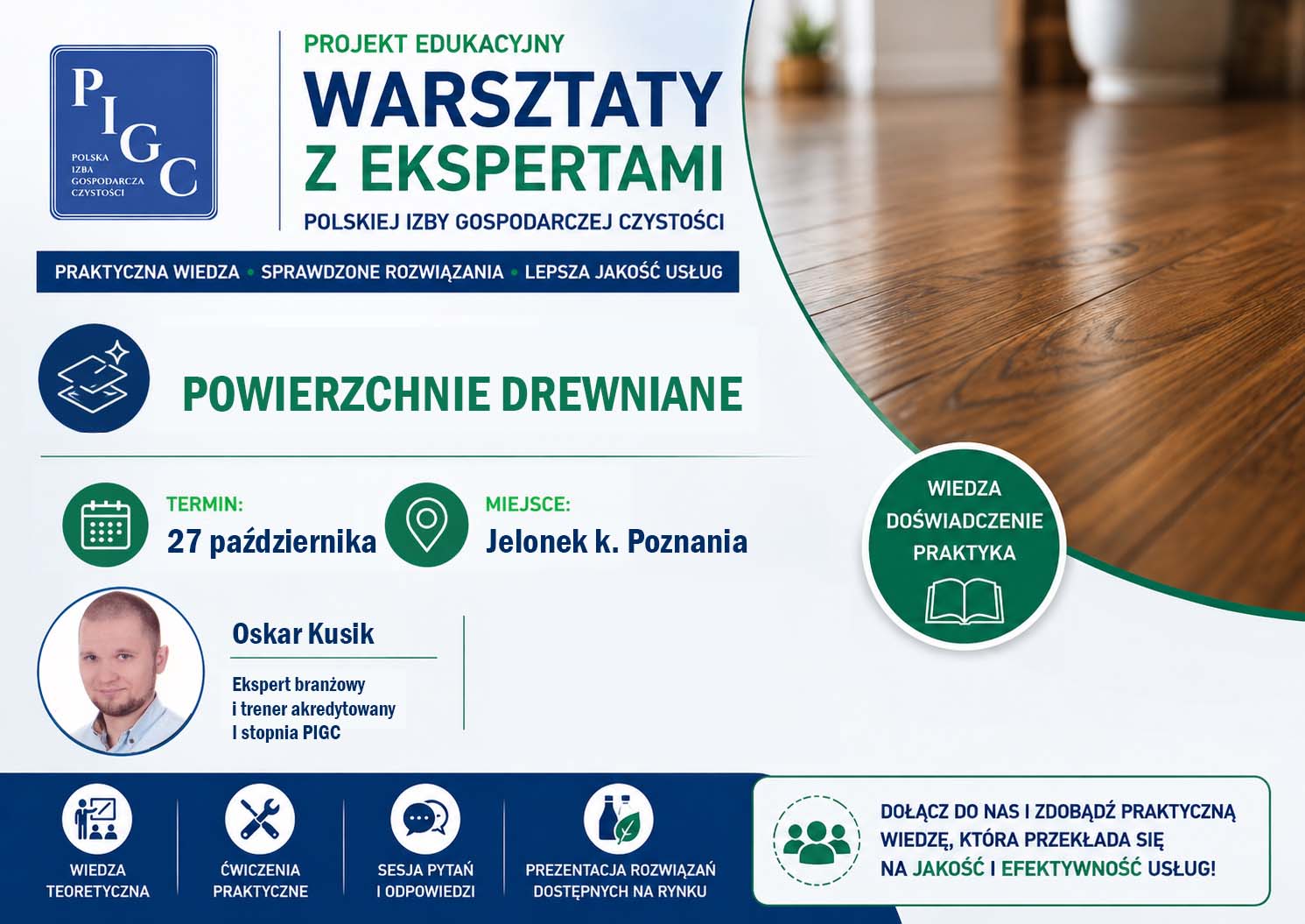 Warsztaty z Ekspertami Polskiej Izby Gospodarczej Czystości – Powierzchnie drewniane – 27.10.2026